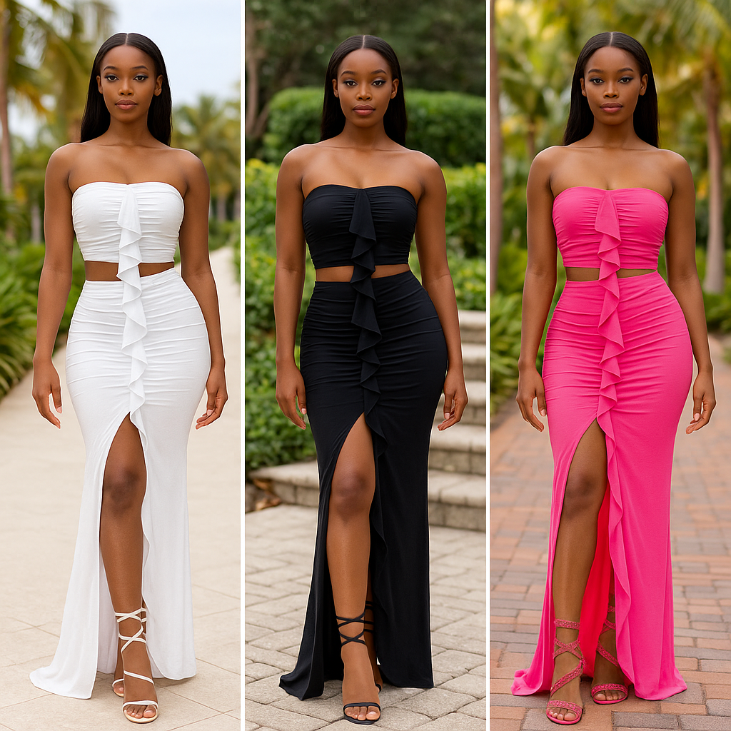 2 piece mesh dress Black Two-Piece Mesh Dress Set