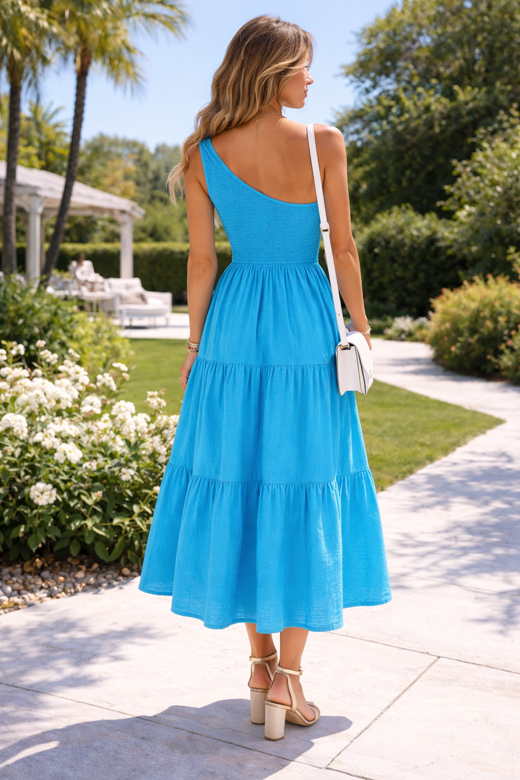 One Shoulder Smocked Dress