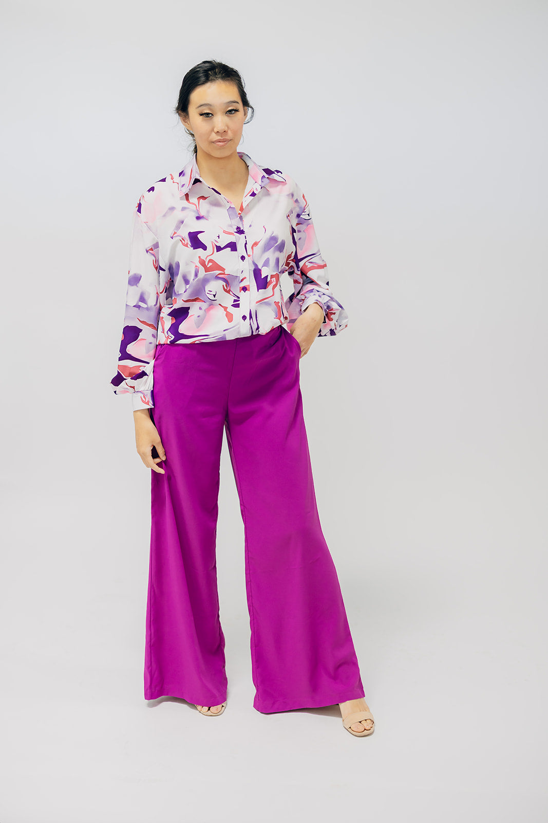 Solid Wide Leg Pant Set