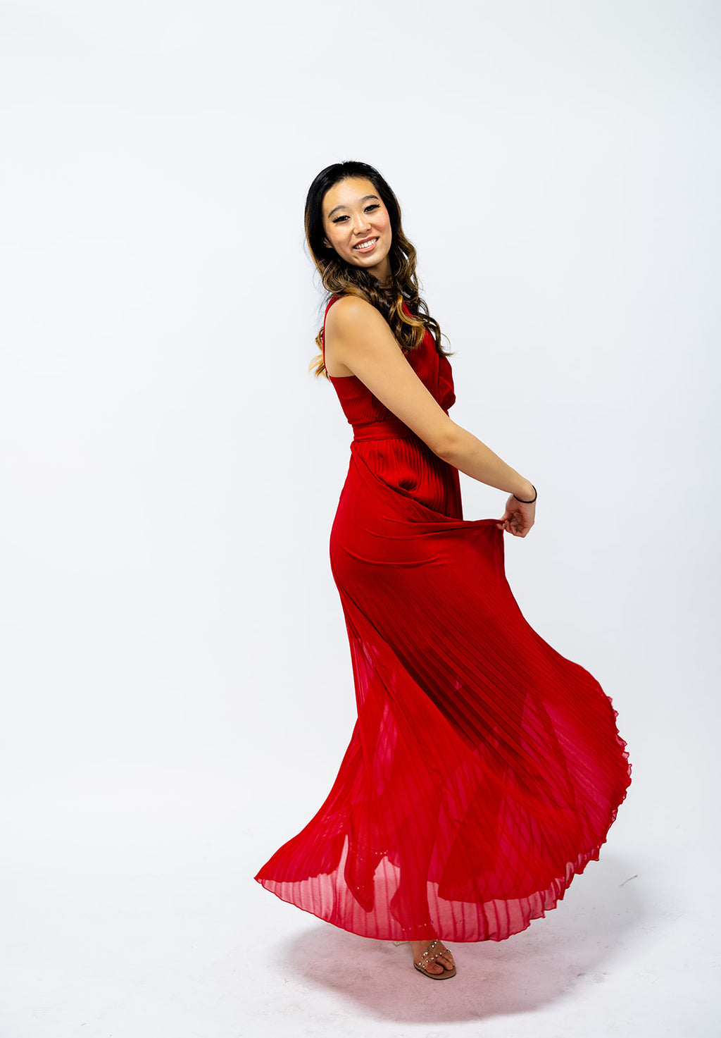 Pleated Cross Back Maxi