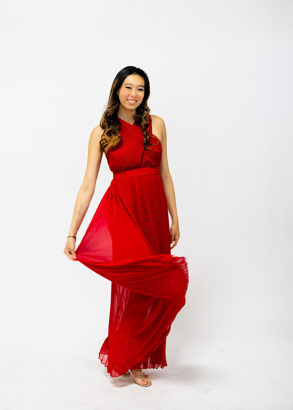 Pleated Cross Back Maxi