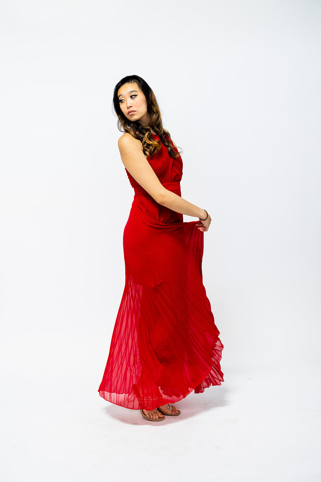 Pleated Cross Back Maxi