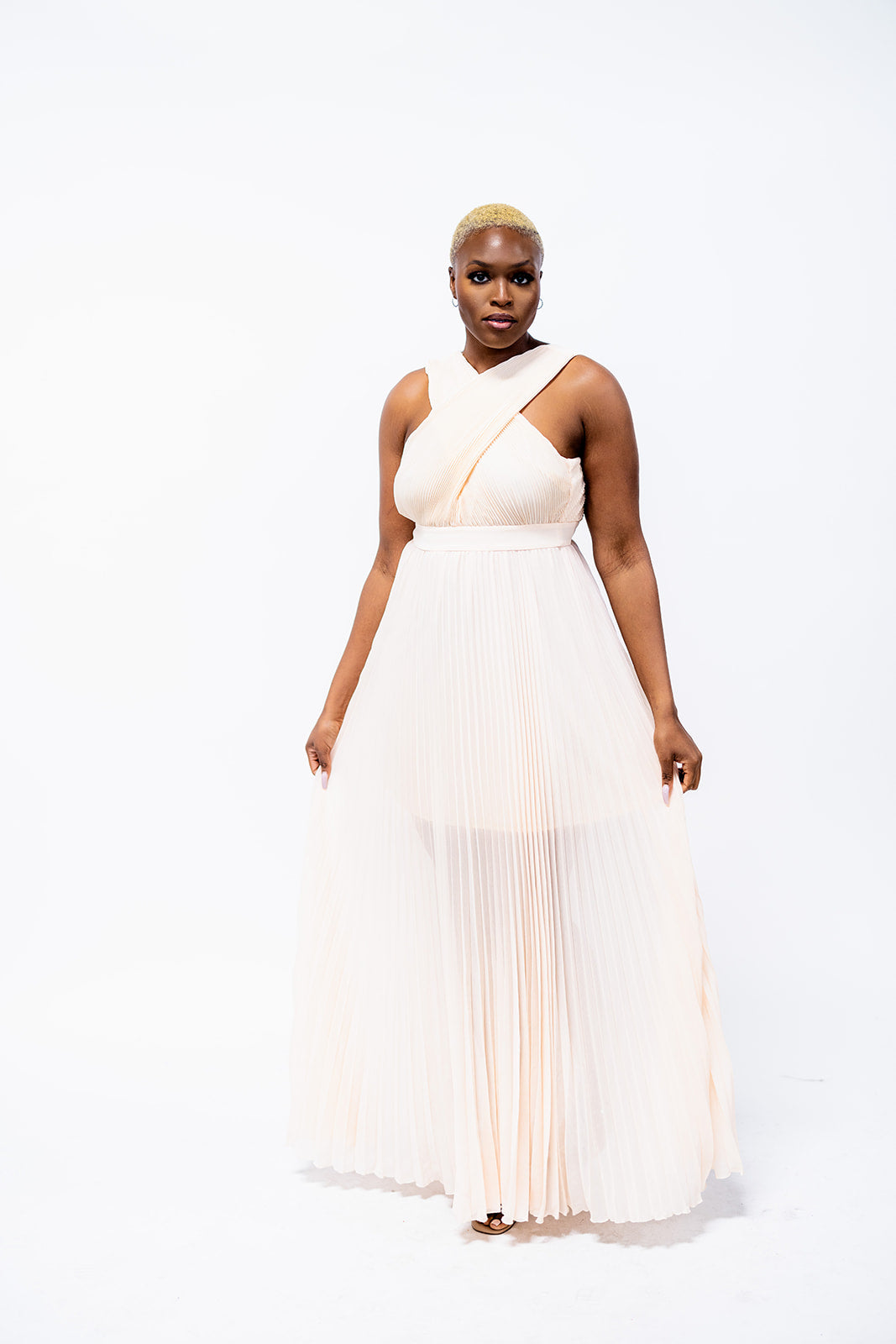 Pleated Cross Back Maxi