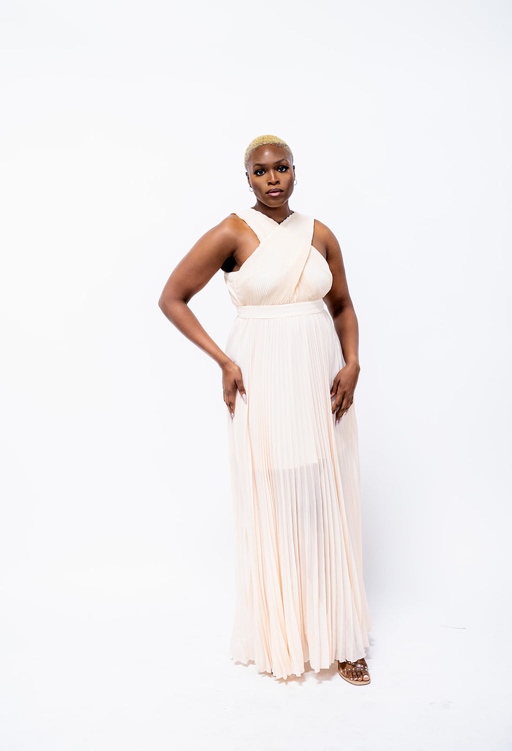 Pleated Cross Back Maxi